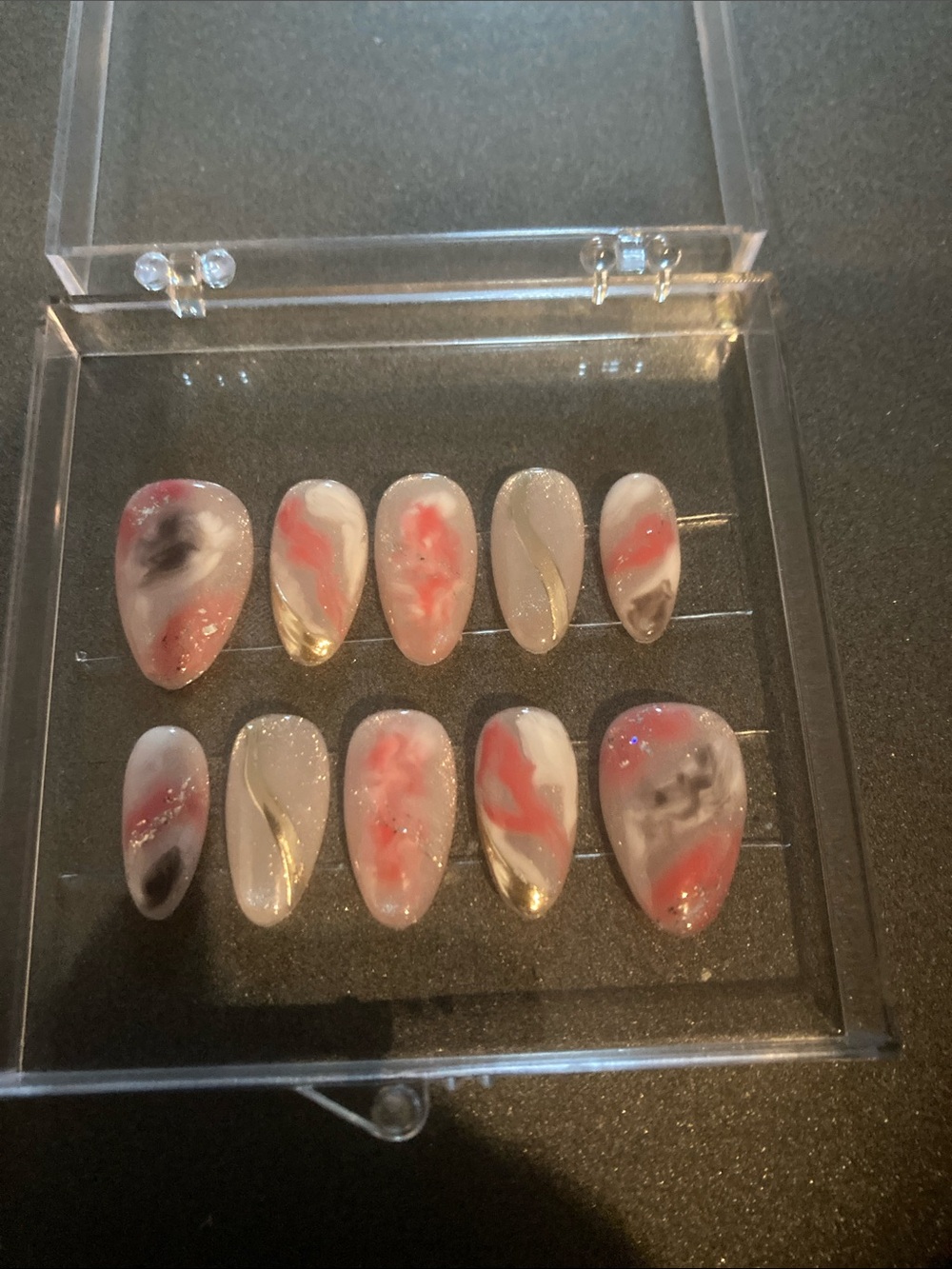 Hand-Painted Pink Marble Press-On Nail Set